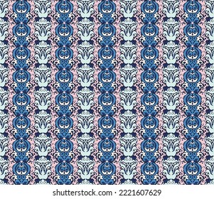 Tribal vector seamless Navajo pattern. Hand drawn abstract background. Geometric damascus ornament. Ikat border. Ethnic embroidery with leaves and monograms. Tribal vector texture. Seamless folk patte