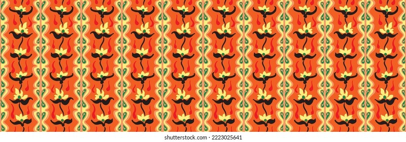 Tribal vector seamless Navajo pattern. Hand drawn abstract background. Geometric damascus ornament. Ikat border. Ethnic embroidery with leaves and monograms. Tribal vector texture. Seamless folk patte