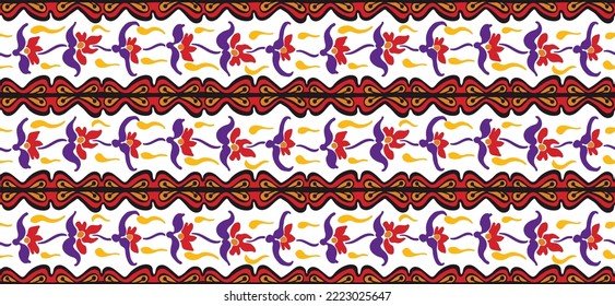 Tribal vector seamless Navajo pattern. Hand drawn abstract background. Geometric damascus ornament. Ikat border. Ethnic embroidery with leaves and monograms. Tribal vector texture. Seamless folk patte