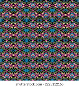 Tribal vector seamless Navajo pattern. Hand drawn abstract background. Geometric damascus ornament. Ikat border. Ethnic embroidery with leaves and monograms. Tribal vector texture. Seamless folk patte