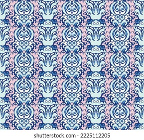 Vector tribal sin fisuras patrón Navajo. Trajo mano de fondo abstracto. Ornamento de damasco geométrico. Frontera Ikat. bordado étnico con hojas y monogramas. Textura vectorial tribal. Patata de folclore sin mar