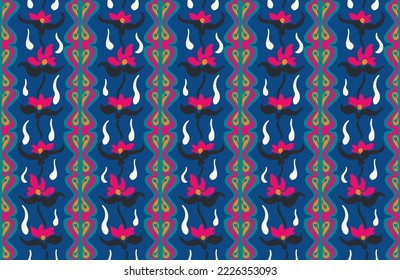 Tribal vector seamless Navajo pattern. Hand drawn abstract background. Geometric damascus ornament. Ikat border. Ethnic embroidery with leaves and monograms. Tribal vector texture. Seamless folk patte