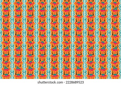 Tribal vector seamless Navajo pattern. Hand drawn abstract background. Geometric damascus ornament. Ikat border. Ethnic embroidery with leaves and monograms. Tribal vector texture. Seamless folk patte