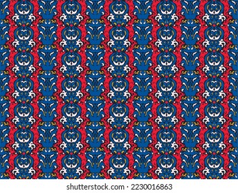 Tribal vector seamless Navajo pattern. Hand drawn abstract background. Geometric damascus ornament. Ikat border. Ethnic embroidery with leaves and monograms. Tribal vector texture. Seamless folk patte