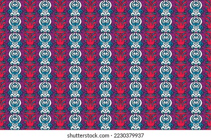 Tribal vector seamless Navajo pattern. Hand drawn abstract background. Geometric damascus ornament. Ikat border. Ethnic embroidery with leaves and monograms. Tribal vector texture. Seamless folk patte