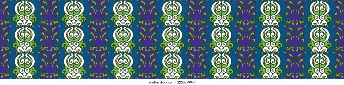 Tribal vector seamless Navajo pattern. Hand drawn abstract background. Geometric damascus ornament. Ikat border. Ethnic embroidery with leaves and monograms. Tribal vector texture. Seamless folk patte
