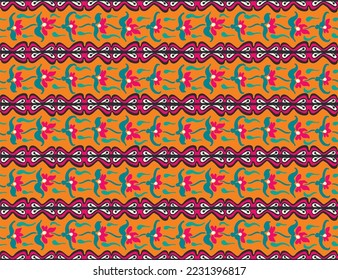 Tribal vector seamless Navajo pattern. Hand drawn abstract background. Geometric damascus ornament. Ikat border. Ethnic embroidery with leaves and monograms. Tribal vector texture. Seamless folk patte