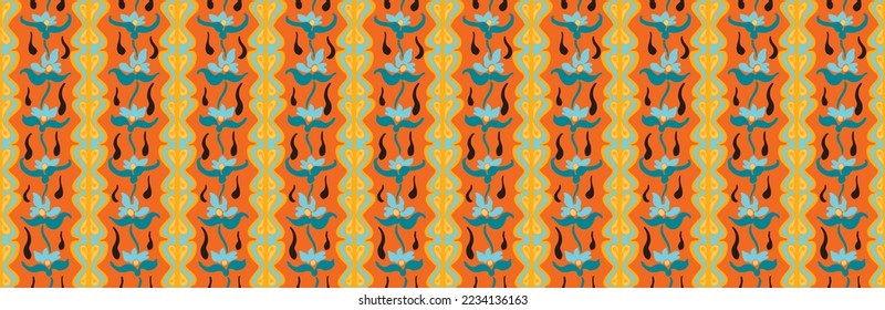 Tribal vector seamless Navajo pattern. Hand drawn abstract background. Geometric damascus ornament. Ikat border. Ethnic embroidery with leaves and monograms. Tribal vector texture. Seamless folk patte