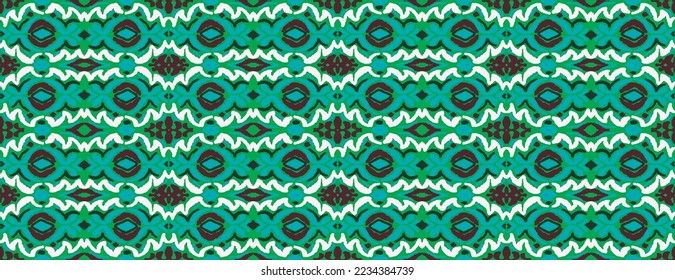 Tribal vector seamless Navajo pattern. Hand drawn abstract background. Geometric damascus ornament. Ikat border. Ethnic embroidery with leaves and monograms. Tribal vector texture. Seamless folk patte