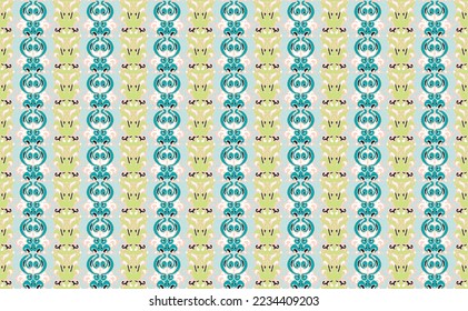Tribal vector seamless Navajo pattern. Hand drawn abstract background. Geometric damascus ornament. Ikat border. Ethnic embroidery with leaves and monograms. Tribal vector texture. Seamless folk patte