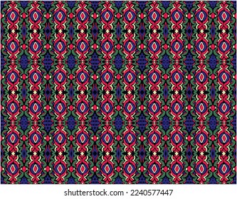 Vector tribal sin fisuras patrón Navajo. Trajo mano de fondo abstracto. Ornamento de damasco geométrico. Frontera Ikat. bordado étnico con hojas y monogramas. Textura vectorial tribal. Patata de folclore sin mar