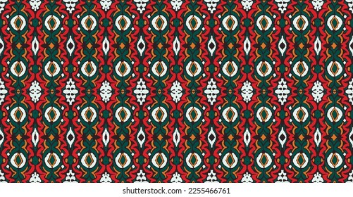 Tribal vector seamless Navajo pattern. Hand drawn abstract background. Geometric damascus ornament. Ikat border. Ethnic embroidery with leaves and monograms. Tribal vector texture. Seamless folk patte