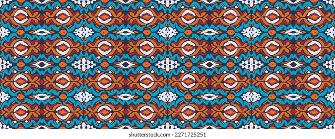 Tribal vector seamless Navajo pattern. Hand drawn abstract background. Geometric damascus ornament. Ikat border. Ethnic embroidery with leaves and monograms. Tribal vector texture. Seamless folk patte