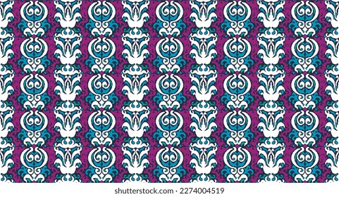 Tribal vector seamless Navajo pattern. Hand drawn abstract background. Geometric damascus ornament. Ikat border. Ethnic embroidery with leaves and monograms. Tribal vector texture. Seamless folk patte