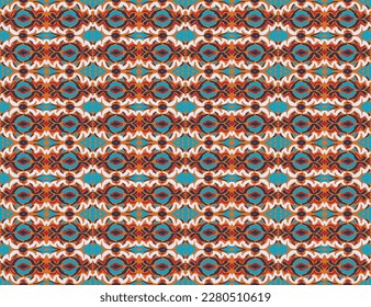 Tribal vector seamless Navajo pattern. Hand drawn abstract background. Geometric damascus ornament. Ikat border. Ethnic embroidery with leaves and monograms. Tribal vector texture. Seamless folk patte