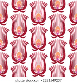 Vector tribal sin fisuras patrón Navajo. Trajo mano de fondo abstracto. Ornamento de damasco geométrico. Frontera Ikat. bordado étnico con hojas y monogramas. Textura vectorial tribal. Gente sin mar 