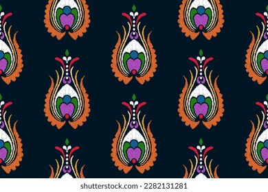 Tribal vector seamless Navajo pattern. Hand drawn abstract background. Geometric damascus ornament. Ikat border. Ethnic embroidery with leaves and monograms. Tribal vector texture. Seamless folk 