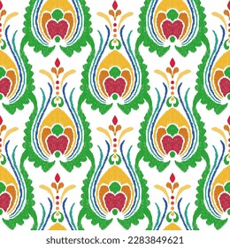 Tribal vector seamless Navajo pattern. Hand drawn abstract background. Geometric damascus ornament. Ikat border. Ethnic embroidery with leaves and monograms. Tribal vector texture. Seamless folk 