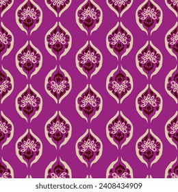 Tribal vector seamless Navajo pattern. Hand drawn abstract background. Geometric damascus ornament. Ikat border. Ethnic embroidery with leaves and monograms. Tribal vector texture