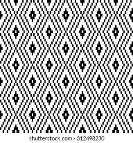 Tribal vector seamless pattern with black and white
