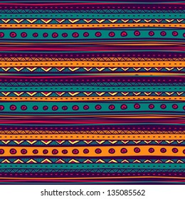 Tribal vector seamless pattern. Hand drawn abstract background.