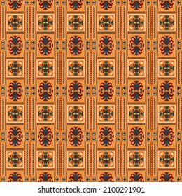 Tribal vector seamless pattern. Hand drawn abstract background. Folk stripes and diamonds