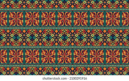 Tribal vector seamless pattern. Hand drawn abstract background. Folk stripes and diamonds