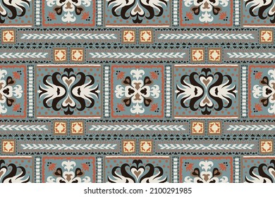 Tribal vector seamless pattern. Hand drawn abstract background. Folk stripes and diamonds