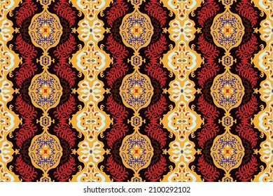 Tribal vector seamless pattern. Hand drawn abstract background. Folk stripes and diamonds