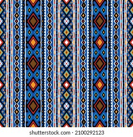 Tribal vector seamless pattern. Hand drawn abstract background. Folk stripes and diamonds