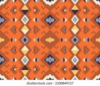 Tribal vector seamless pattern. Hand drawn abstract background. Folk stripes and diamonds