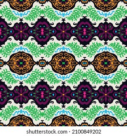 Tribal vector seamless pattern. Hand drawn abstract background. Folk stripes and diamonds