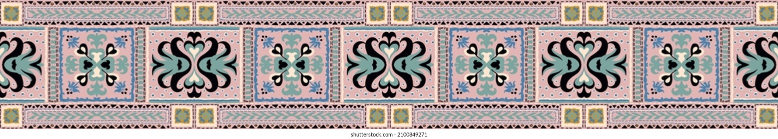 Tribal vector seamless pattern. Hand drawn abstract background. Folk stripes and diamonds