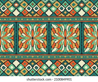 Patrón sin fisuras del vector tribal. Trajo mano de fondo abstracto. Bandas y diamantes folclóricos