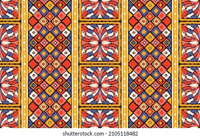 Tribal vector seamless pattern. Hand drawn abstract background. Folk stripes and diamonds
