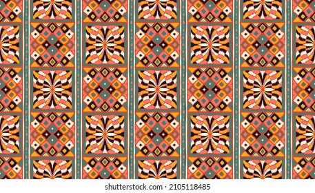 Tribal vector seamless pattern. Hand drawn abstract background. Folk stripes and diamonds