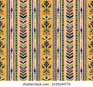 Tribal vector seamless pattern. Hand drawn abstract background. Folk stripes and diamonds