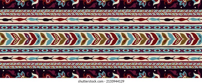 Tribal vector seamless pattern. Hand drawn abstract background. Folk stripes and diamonds Ukrainian pattern