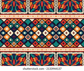 Patrón sin fisuras del vector tribal. Trajo mano de fondo abstracto. Bandas populares y diamantes Patrón ucraniano