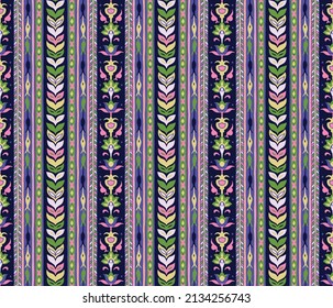 Tribal vector seamless pattern. Hand drawn abstract background. Folk stripes and diamonds Ukrainian pattern