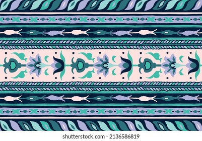 Tribal vector seamless pattern. Hand drawn abstract background. Folk stripes and diamonds Ukrainian pattern