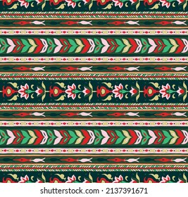 Tribal vector seamless pattern. Hand drawn abstract background. Folk stripes and diamonds Ukrainian pattern