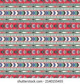 Tribal vector seamless pattern. Hand drawn abstract background. Folk stripes and diamonds Ukrainian pattern
