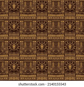 Tribal vector seamless pattern. Hand drawn abstract background. Folk stripes and diamonds Ukrainian pattern