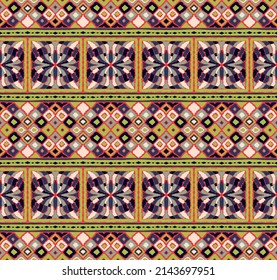 Tribal vector seamless pattern. Hand drawn abstract background. Folk stripes and diamonds Ukrainian pattern