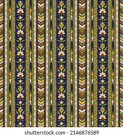 Tribal vector seamless pattern. Hand drawn abstract background. Folk stripes and diamonds Ukrainian pattern