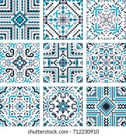 Tribal vector seamless pattern set. Northern fancy abstract geometric art print. Ethnic hipster backdrop. Wallpaper, cloth design, fabric, paper, cover, textile design template.
