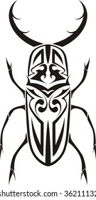 Tribal vector tattoo of stag-beetle