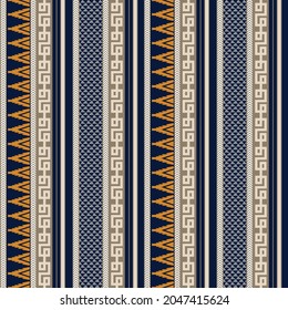 Tribal Vertical Ethnic Border Pattern On Navy