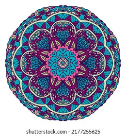Tribal vintage abstract colorful mandala ornamental. Mexican psychdedlic zentangle inspitated design. Vector medallion print.